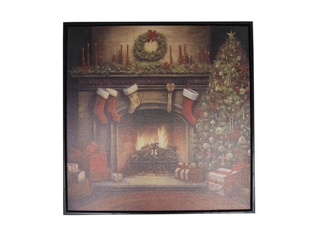 19.7" FRAMED CANVAS WALL ART (FIREPLACE)